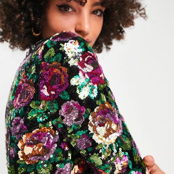 & Other Stories all over rose sequin top in multi floral 8 medium - Picture 5 of 5